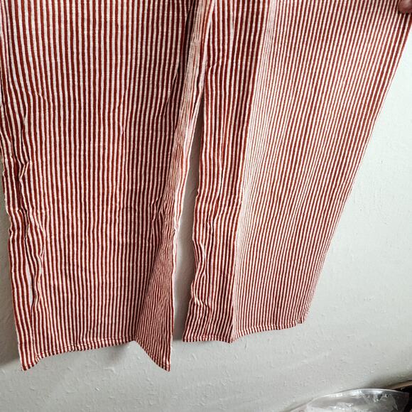 NEW Modcloth For The Bliss Of It Jumpsuit Orange White Stripe One Piece - Picture 8 of 13